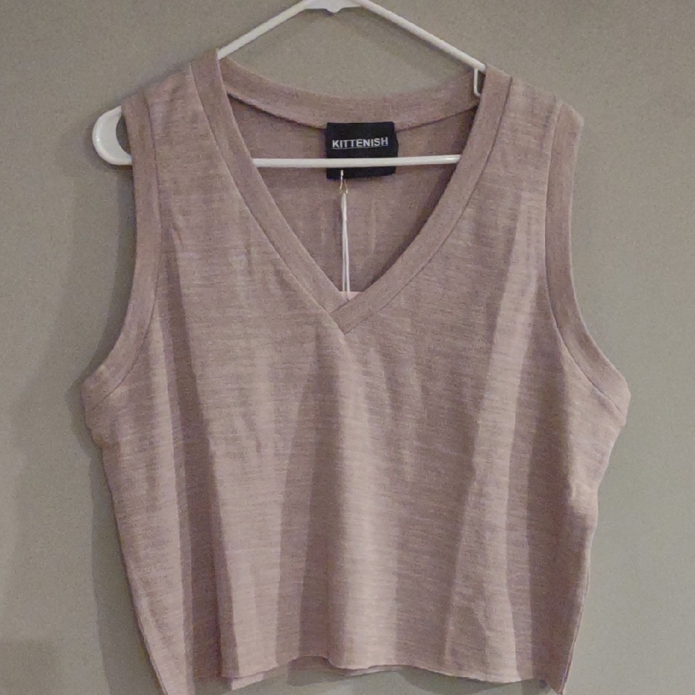 NWT‎ Kittenish Women's Xlarge Champagne V-neck Sleeveless Top